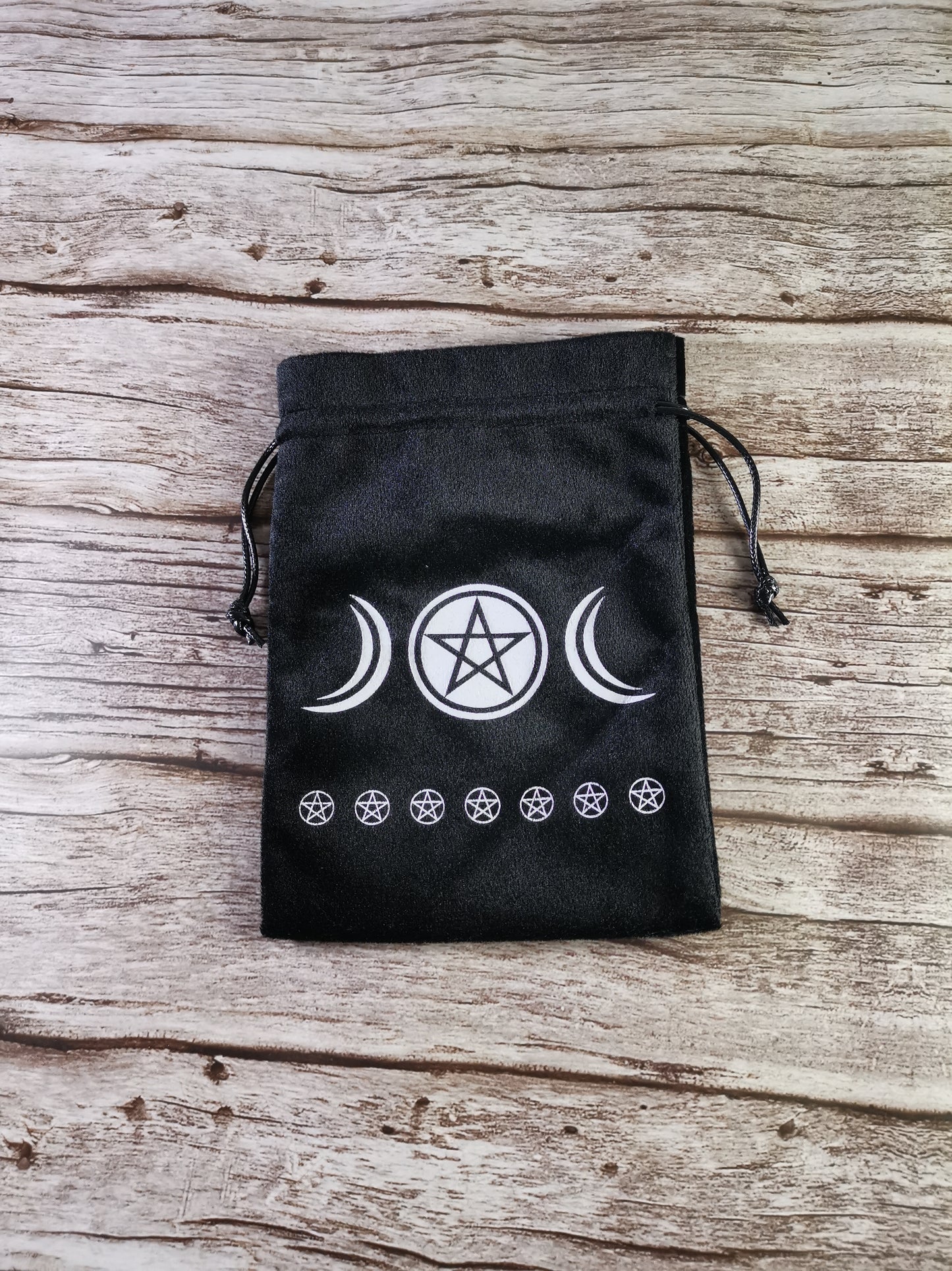 Half Moon Pentagram - Samettinen Musta Pussi