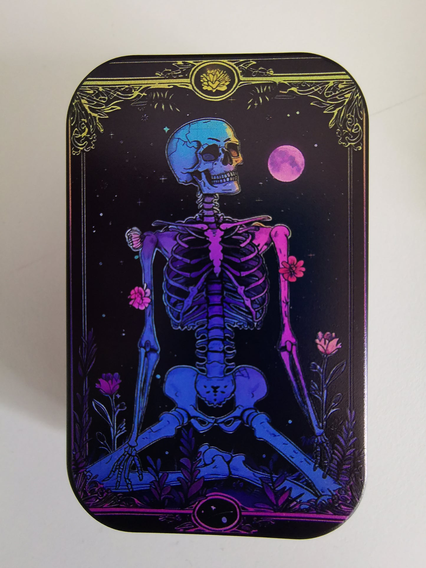 Psychedelic Skeleton Musta Metallinen Rasia