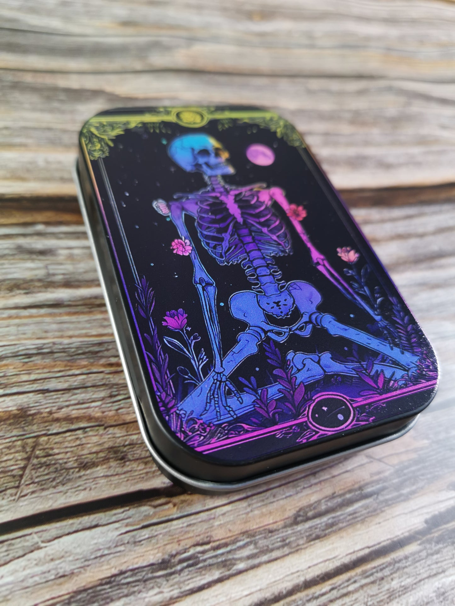 Psychedelic Skeleton Musta Metallinen Rasia