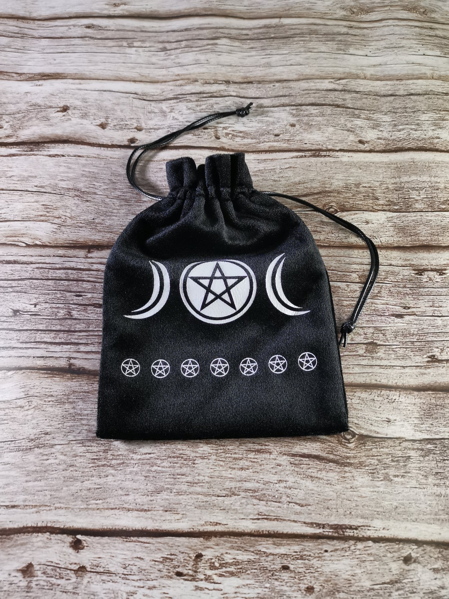 Half Moon Pentagram - Samettinen Musta Pussi