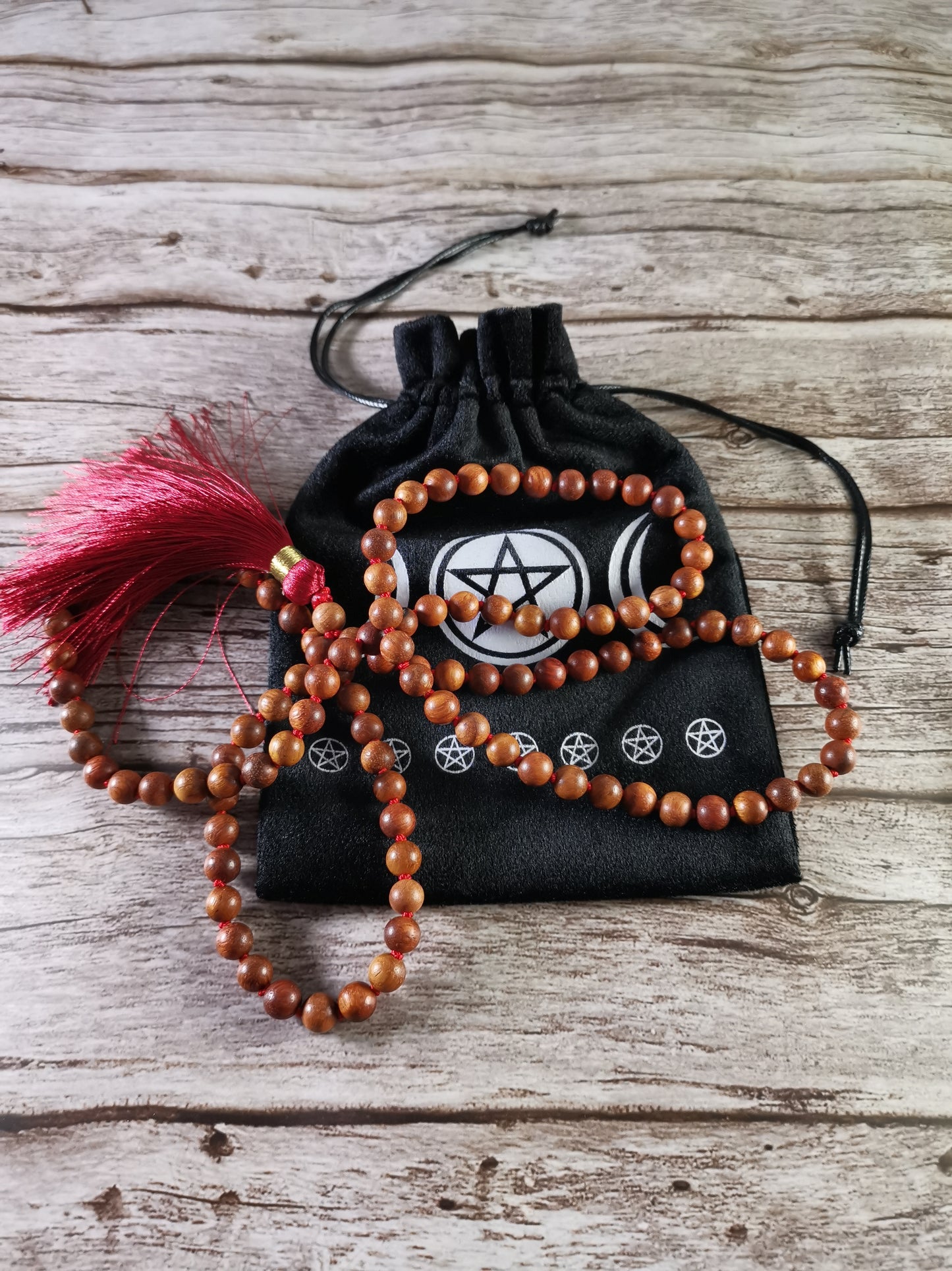 Half Moon Pentagram - Samettinen Musta Pussi
